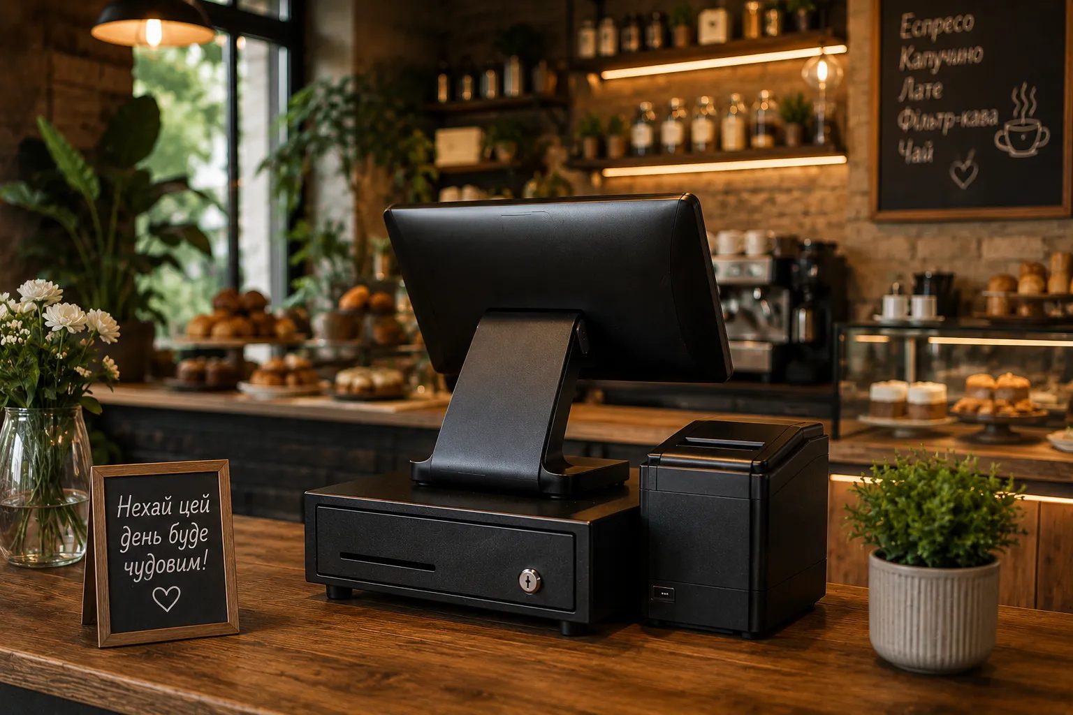 Posio cashbox for cafe — interface on tablet